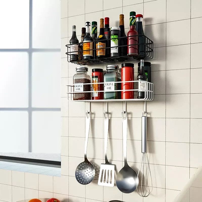 Wall Mounted Bathroom Hanging Shelf, Iron Shampoo Holder, Wall Mounted Floating Rack With Hooks, Bathroom Shower Storage Rack Wall Mounted Bathroom Hanging Shelf, Iron Shampoo Holder, Wall Mounted Floating Rack With Hooks, Bathroom Shower Storage Rack